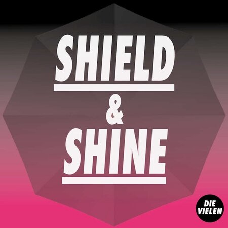 Text Shield & Shine auf rosa und schwarz Hintergrund 